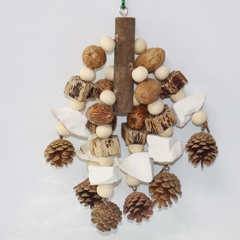 Jucării pentru păsări cu conuri de pin Oasele de sepie Lemn de fag Nuci Jucărie de mestecat pentru dentiție pentru papagali, perusi, calopsiți, provizii pentru păsări dragoste