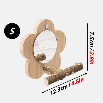 Medinis paukščių ešerio stovas Natūralaus medžio paukščių ešerių stovas su veidrodiniu papūgos platformos narvelio priedai Šakos ešerių strypų stovas