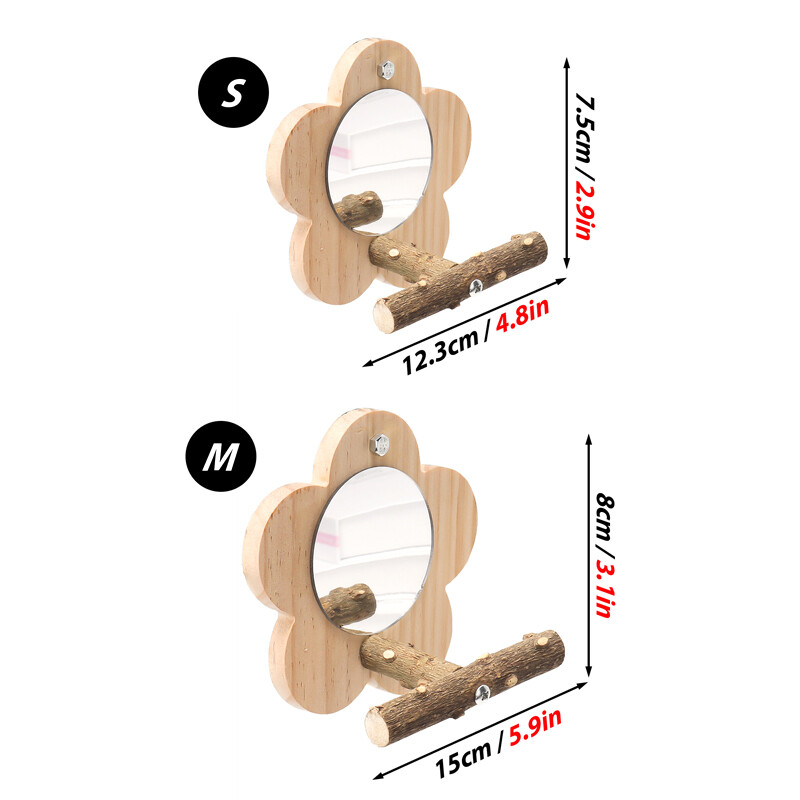 Medinis paukščių ešerio stovas Natūralaus medžio paukščių ešerių stovas su veidrodiniu papūgos platformos narvelio priedai Šakos ešerių strypų stovas