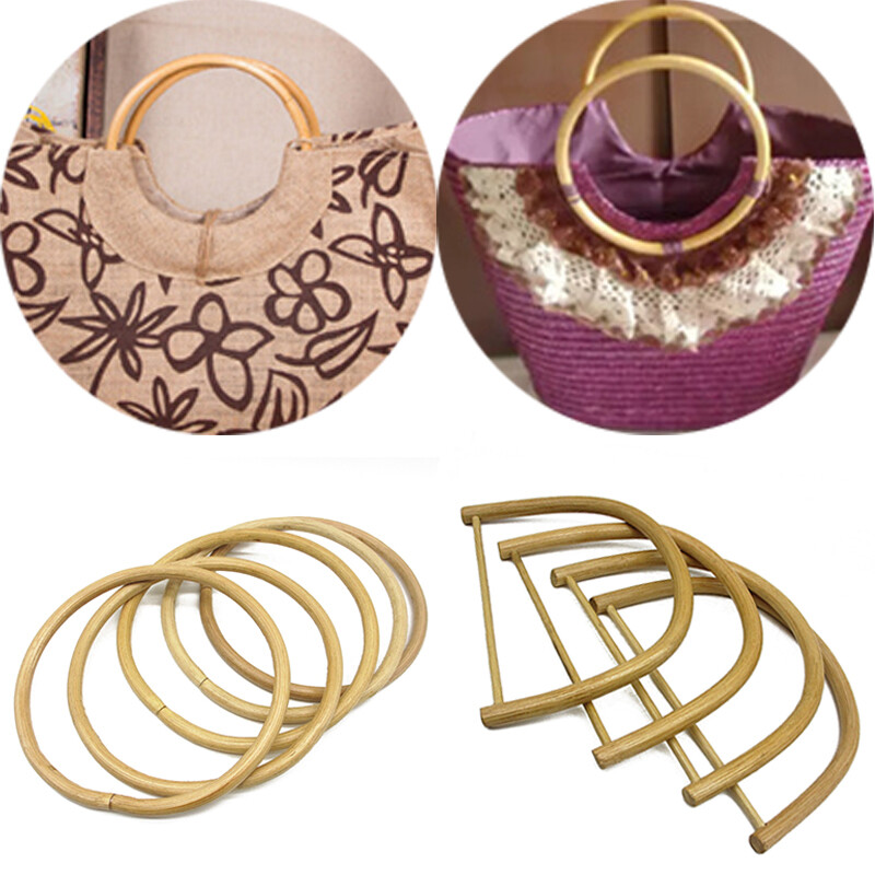 Kerek fa kézitáskák fogantyú fa táska fogantyúk csíptetős táskák rész Kézzel készített egyszerű táska pénztárca dekoratív barkácstáska kiegészítők