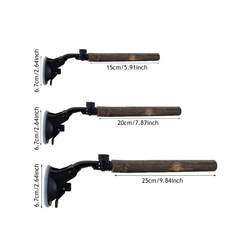 Biban pentru papagal din lemn Preveni alunecarea Suport de biban interactiv pentru fereastră pentru păsări cu ventuze pentru jucării cu papagali de păsări mici, medii
