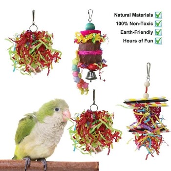 4 PC Bird Toys Αξεσουάρ παπαγάλου Παιχνίδια μάσησης צעצועים Κρεμαστά χριστουγεννιάτικα άρθρα σε κλουβί Pour Animaux De Compagnie Vogel Speelgoed