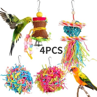 4PC Jucării pentru păsări Accesorii pentru papagali Jucării de mestecat צעצועים Articole de Crăciun pentru agățat cușcă Pour Animaux De Compagnie Vogel Speelgoed