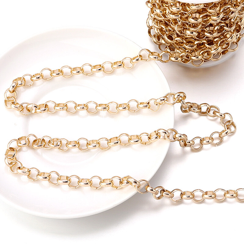 5 yard/tekercs kiváló minőségű ömlesztett alumínium keresztlánclánc lánc táskához, ruházati dekorációhoz barkácsolás, kézműves díszkészítési kiegészítők