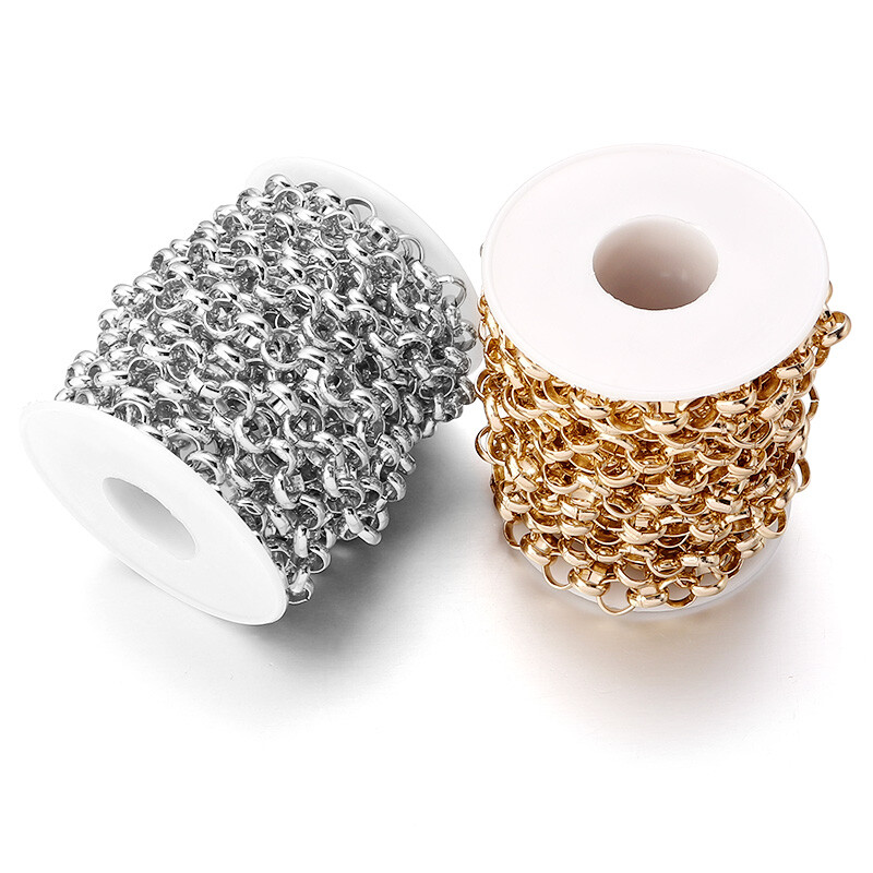 5 yard/tekercs kiváló minőségű ömlesztett alumínium keresztlánclánc lánc táskához, ruházati dekorációhoz barkácsolás, kézműves díszkészítési kiegészítők
