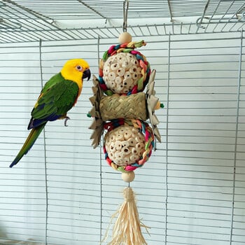 Parrot Toys Bird Chewing Παιχνίδια αναζήτησης τροφής με μίσχους και ρίζες μονά φυτά Αξεσουάρ κλουβιού Παιχνίδια για μάσημα με δόντια