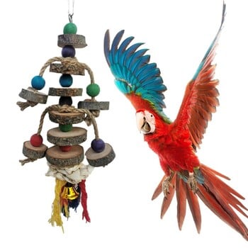 Bird Toy Wood Bird Chewing Toys Parrot Natural Blocks Tearing Toys with Hook Parrot Chew Toy for Parrots Finch Budgies