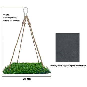 Bird Swing For Parakeets, Bird Grass Swing Mat, Parrot Cage αιώρα με ρυθμιζόμενο σχοινί, άγκιστρο και χαλάκι γρασίδι, παιχνίδια αναζήτησης τροφής πουλιών