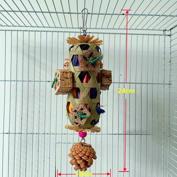 Папагал Висяща хапка Дървени цветни раздробяващи бръчки Играчки за дъвчене на папагал Естествено търсене на храна Sola For Conures Cockatiels Parakeets