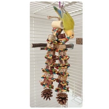 Голяма играчка за птици Birdcage HangingToy NaturalPinecone Block Parrot Chewing Toy Катерене Swing Toy for Lovebirds Cockatoos