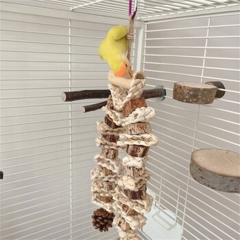 Голяма играчка за птици Birdcage HangingToy NaturalPinecone Block Parrot Chewing Toy Катерене Swing Toy for Lovebirds Cockatoos