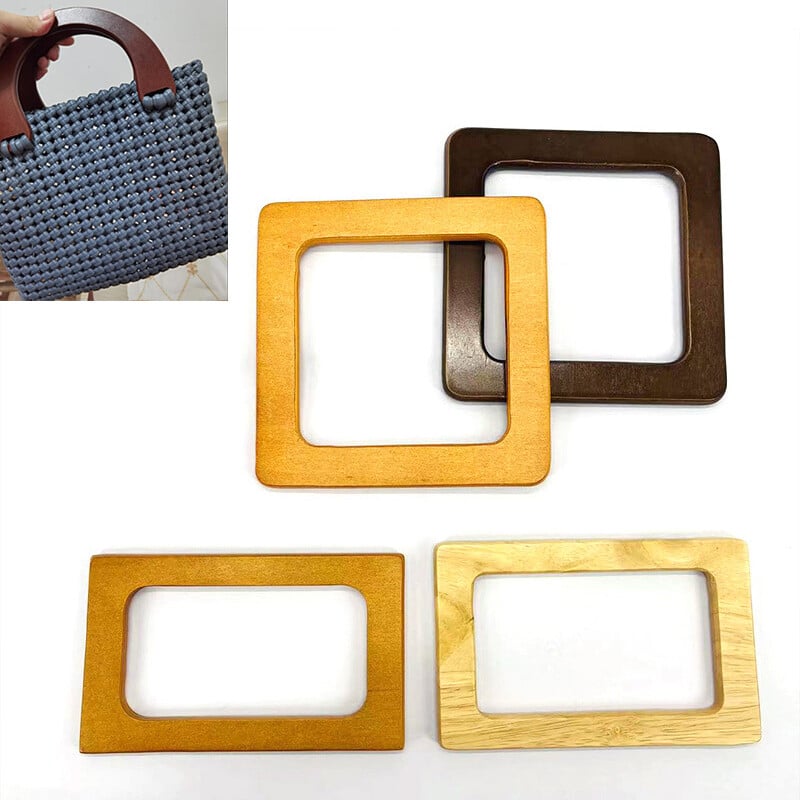Nová drevená rukoväť na tašku v tvare D, štvorcové popruhy na tašku, DIY diely na kabelky, klasická rukoväť na tašku, náhradné tašky, príslušenstvo