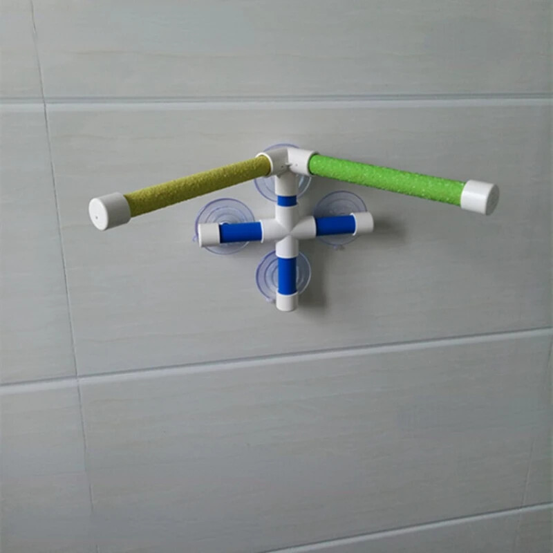 Ventuze Păsări Animale de companie Papagali Baie Duș Platformă în picioare Bară Dual Stick Suport pentru slefuire labe Stație Bibani interesante