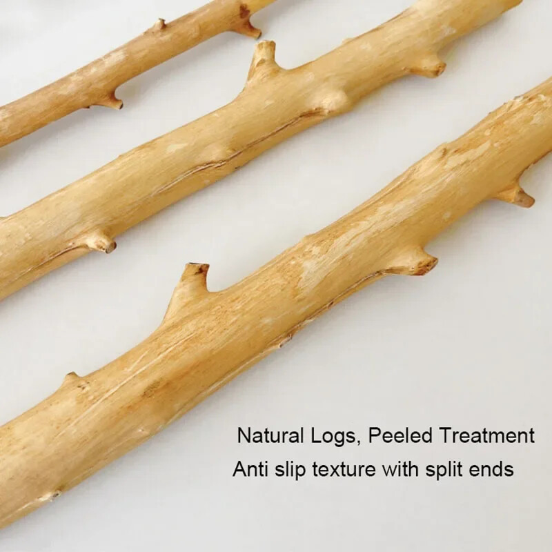 Natūralaus medžio naminių gyvūnėlių papūga žaliavinės medienos šakutės medžio šakelės stovas Voverės paukščio žiurkėno šakelė Ešeriai kramtyti kąsnelius žaislai