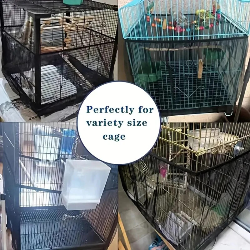 Acoperire reglabilă pentru plasă pentru cușcă de păsări Cușcă de păsări pentru semințe de pene de protecție pentru fustă moale Cușcă de păsări Plasă de plasă din nailon pentru cuști rotunde pătrate