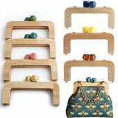 1 db Macaron Candy színes pénztárca tömör fa fogantyús keret Retro táska futártáska ívelt tömörfa gyantafej arany barkács fogantyú