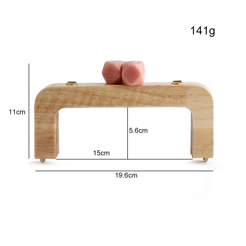 1 db Macaron Candy színes pénztárca tömör fa fogantyús keret Retro táska futártáska ívelt tömörfa gyantafej arany barkács fogantyú