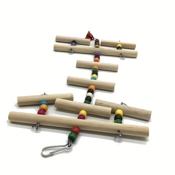 Parrot Swinging Ladder Toy Bird Toy Πολύχρωμα ξύλινα κουδούνια και χάντρες Perfect Love Bird Bells and Beads Colors are Random