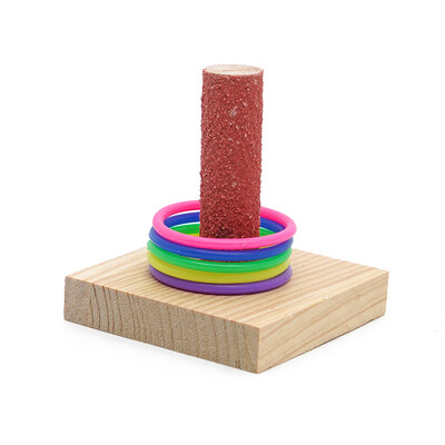 Hračky na výcvik vtákov, sada drevených blokov, puzzle, hračky pre papagáje, farebné plastové krúžky, tréning inteligencie, žuvacia hračka, potreby pre vtáky