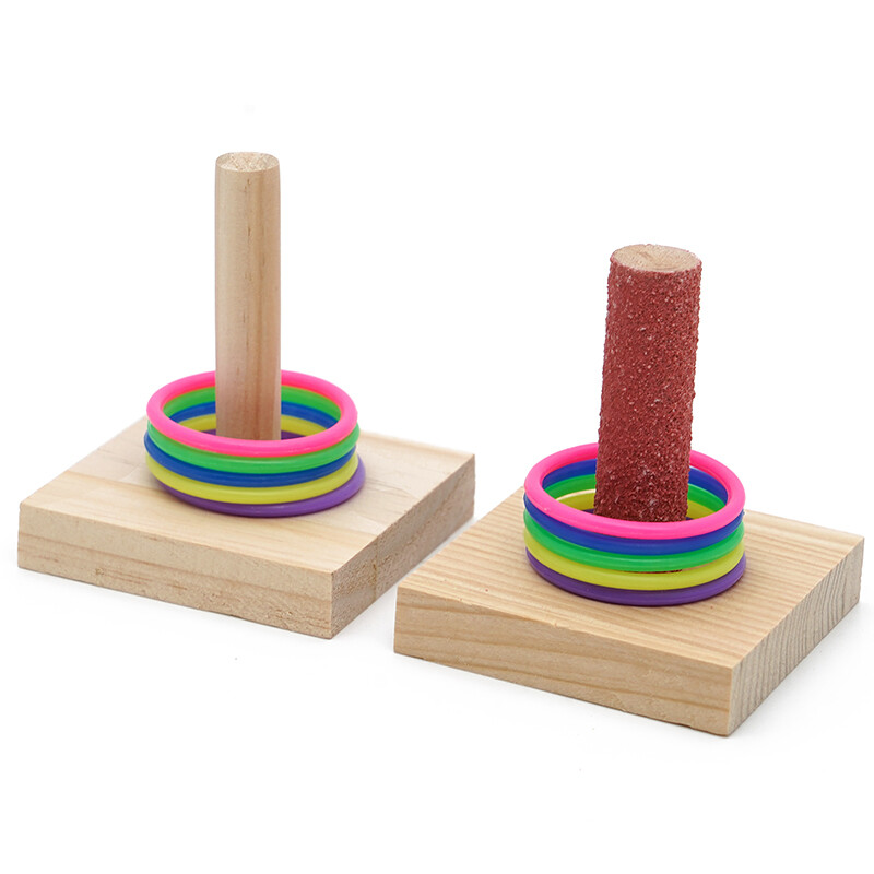 Hračky na výcvik vtákov, sada drevených blokov, puzzle, hračky pre papagáje, farebné plastové krúžky, tréning inteligencie, žuvacia hračka, potreby pre vtáky