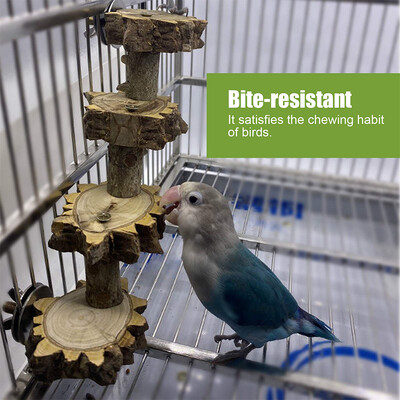 Platformă de păsări Biban Loc de joacă pentru perusi, Cușcă Suport de joacă din lemn natural Papagal Biban plat pentru păsări medii Accesorii pentru animale de companie
