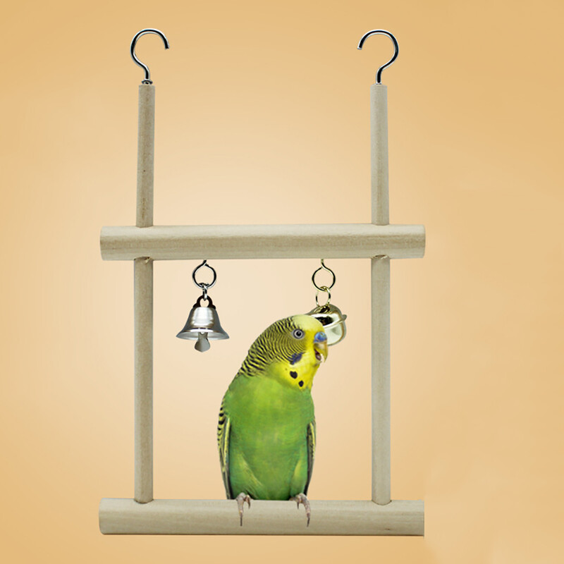 Papagali Leagăn Jucărie Păsări Papagal Agățat Biban Accesorii din lemn pentru păsări Clopote Jucării Biban Leagăn agățat Cușcă pentru animale de companie