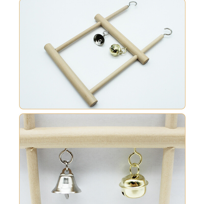 Papagali Leagăn Jucărie Păsări Papagal Agățat Biban Accesorii din lemn pentru păsări Clopote Jucării Biban Leagăn agățat Cușcă pentru animale de companie