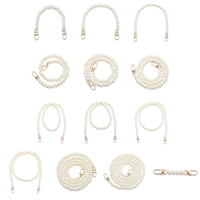 Aukštos kokybės 13 dydžių perlų diržų priedai „pasidaryk pats“ piniginės pakeitimas ilgomis karoliukų grandinėlinėmis rankinėmis Rankinės Rankenos perlų dirželis