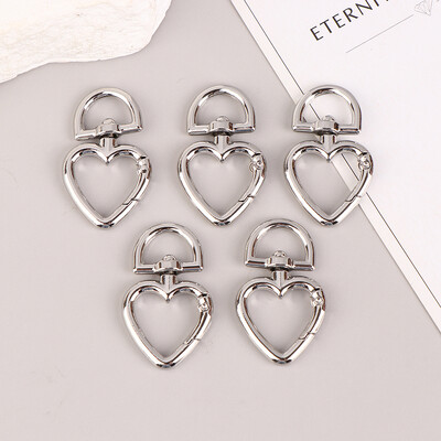 5 db/tétel őszibarack szív alakú fém rugós kapcsos karabiner kulcstartó csatlakozók barkácskulcstartóhoz, pattintható ékszerkiegészítőkhöz