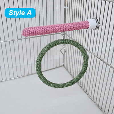 Lininis virvė Naminių paukščių papūgos stovas žaislas kramtomas kąsnis žaislas papūga ešerys kabantis narve Sūpynės virvės žiedo stovas laipioti žaislas paukščiams reikmenys