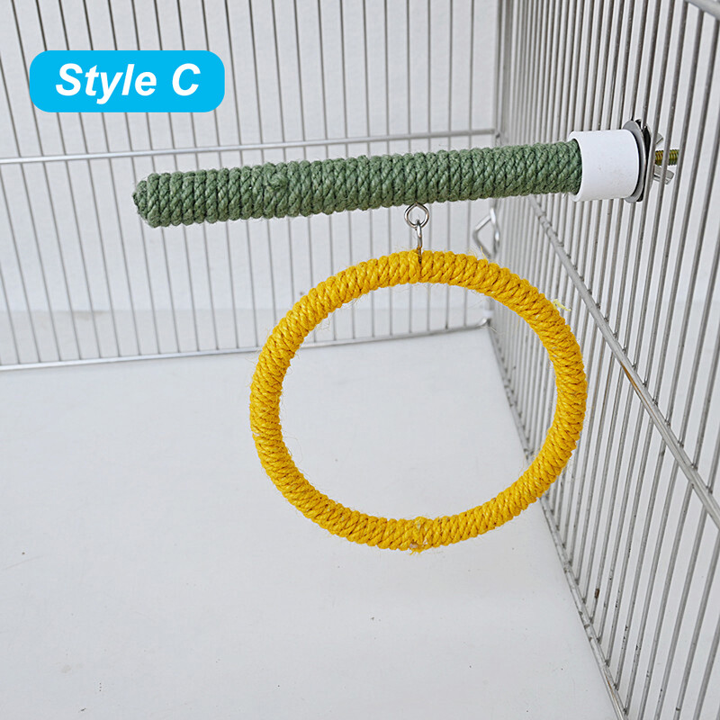 Lininis virvė Naminių paukščių papūgos stovas žaislas kramtomas kąsnis žaislas papūga ešerys kabantis narve Sūpynės virvės žiedo stovas laipioti žaislas paukščiams reikmenys