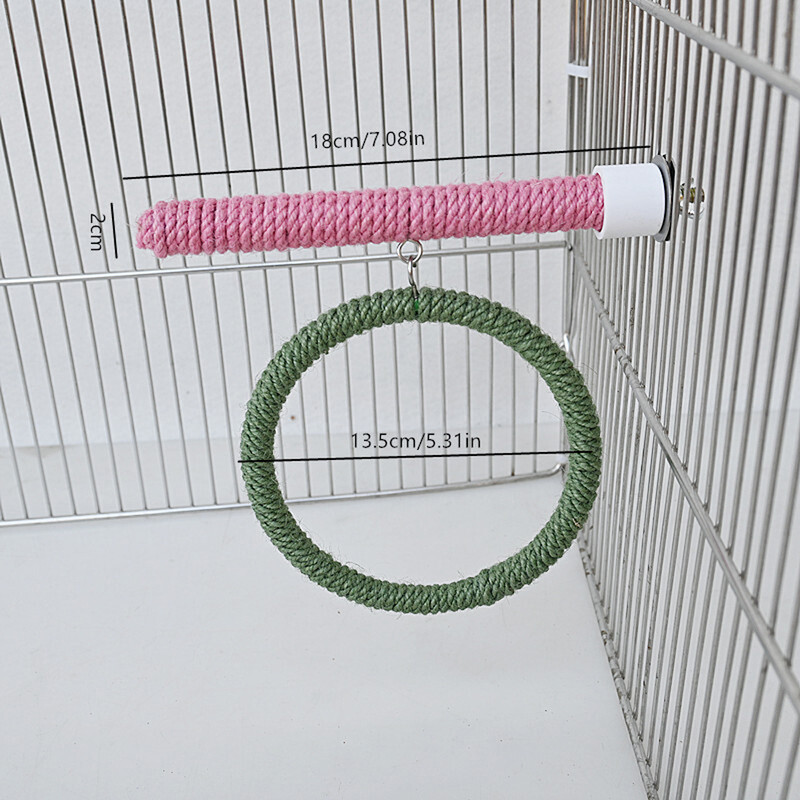 Lininis virvė Naminių paukščių papūgos stovas žaislas kramtomas kąsnis žaislas papūga ešerys kabantis narve Sūpynės virvės žiedo stovas laipioti žaislas paukščiams reikmenys