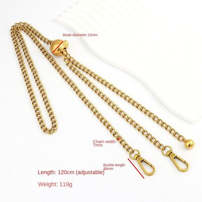 Auksinės sidabrinės spalvos metalinių krepšių grandinės „pasidaryk pats“ krepšio priedai Reguliuojami keičiami pečių krepšio dirželiai piniginės grandinės diržas