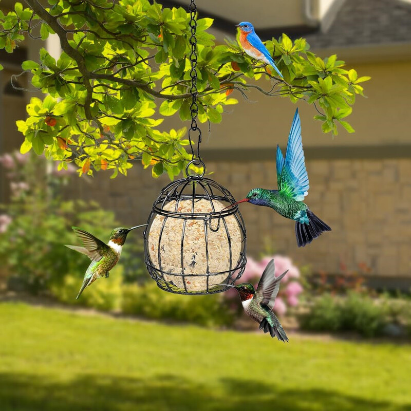 Függő madáretető Etető Madár suet golyótartó madáretetéshez Fém madáretető Zsírlabda Madáretető Energy Suet labda