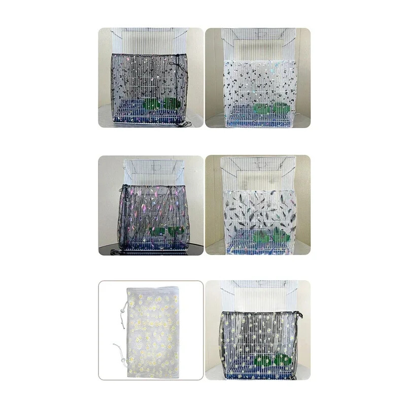 Capac pentru cușcă de păsări Plasă de nailon Păsări Papagal Blocare praf Hotă de protecție din țesătură respirabilă Accesorii pentru cușcă de curățare ușoară