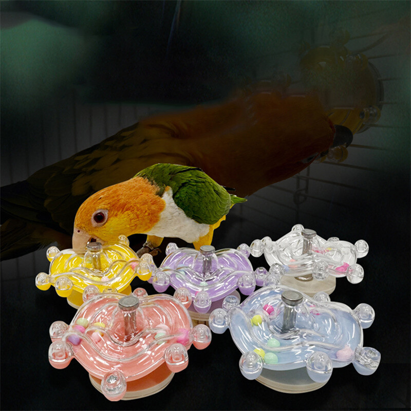Papūgos žaislai NSO besisukantys linksmi žaislai paukščiams, spalvingi ratukai, atpalaiduojantis žaislas paukštelis, linksmas įkandimo žaislas, nerūdijančio plieno naminių gyvūnėlių reikmenys