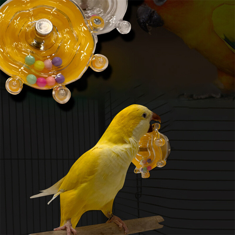 Papūgos žaislai NSO besisukantys linksmi žaislai paukščiams, spalvingi ratukai, atpalaiduojantis žaislas paukštelis, linksmas įkandimo žaislas, nerūdijančio plieno naminių gyvūnėlių reikmenys