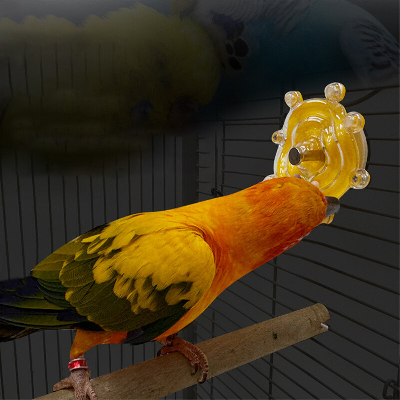 Papūgos žaislai NSO besisukantys linksmi žaislai paukščiams, spalvingi ratukai, atpalaiduojantis žaislas paukštelis, linksmas įkandimo žaislas, nerūdijančio plieno naminių gyvūnėlių reikmenys
