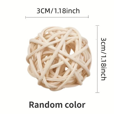 5/10 vnt Naminių paukščių rotango rutulinis žaislas papūga kramtomieji žaislai banguotoms papūgoms žiurkėnams zuikiui, pasidaryk pats, dekoravimo kamuoliukas atsitiktinių spalvų