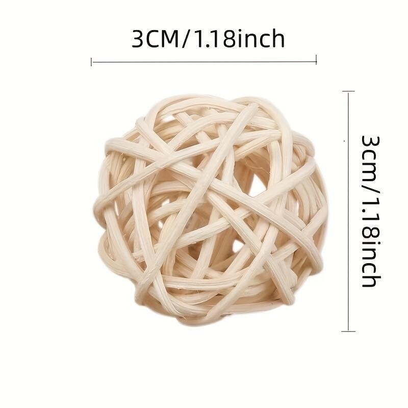 5/10 vnt Naminių paukščių rotango rutulinis žaislas papūga kramtomieji žaislai banguotoms papūgoms žiurkėnams zuikiui, pasidaryk pats, dekoravimo kamuoliukas atsitiktinių spalvų