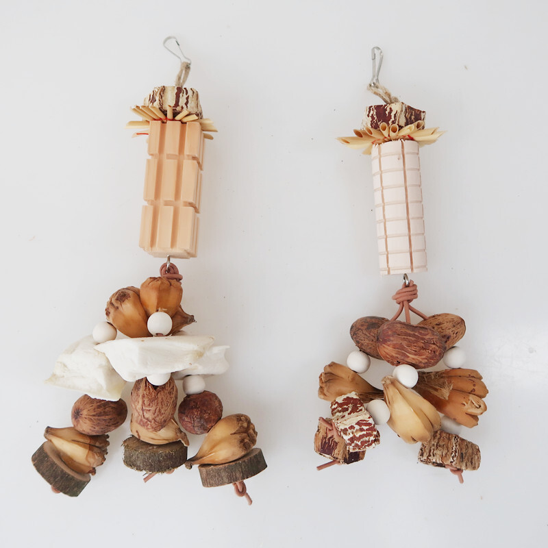 Természetes bambusz rattan/papír szövő ketrec Kisállat madarak rágójátékok Papagáj ketrec Élelmiszer-aprítógép Otthon akasztós dekoráció