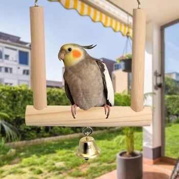 Bird Swing για κλουβιά Parrot Perch Φυσικό ξύλο Παιχνίδι πουλί Parakeet Παιχνίδια μασήματος για μικρά και μεσαία πουλιά Macaws Cockatiels Finch