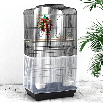 Универсална клетка за птици Seed Catcher Guard Net Cover Parrot Nylon Mesh Net Cover Ефирна мрежа за клетки Еластична пола за кръгли квадратни клетки