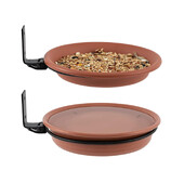 2 pladnja za ptice Montirana na stablo za hranilicu za ptice Posuda za kupanje ptica, postavljena na drvenu ogradu Zidna paluba stabla Kočići s teškim željezom