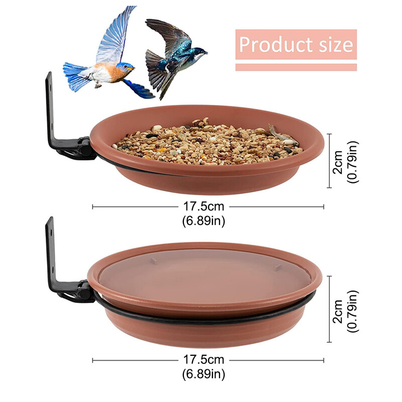 2 pladnja za ptice Montirana na stablo za hranilicu za ptice Posuda za kupanje ptica, postavljena na drvenu ogradu Zidna paluba stabla Kočići s teškim željezom