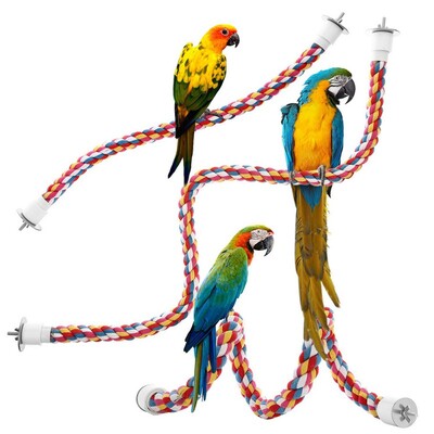 Papagal Păsări Jucării în picioare Funie de bumbac Jucărie colorată Bibani de mestecat pentru cușcă de păsări Accesorii pentru păsări frânghie țesătă Jucării pentru papagal