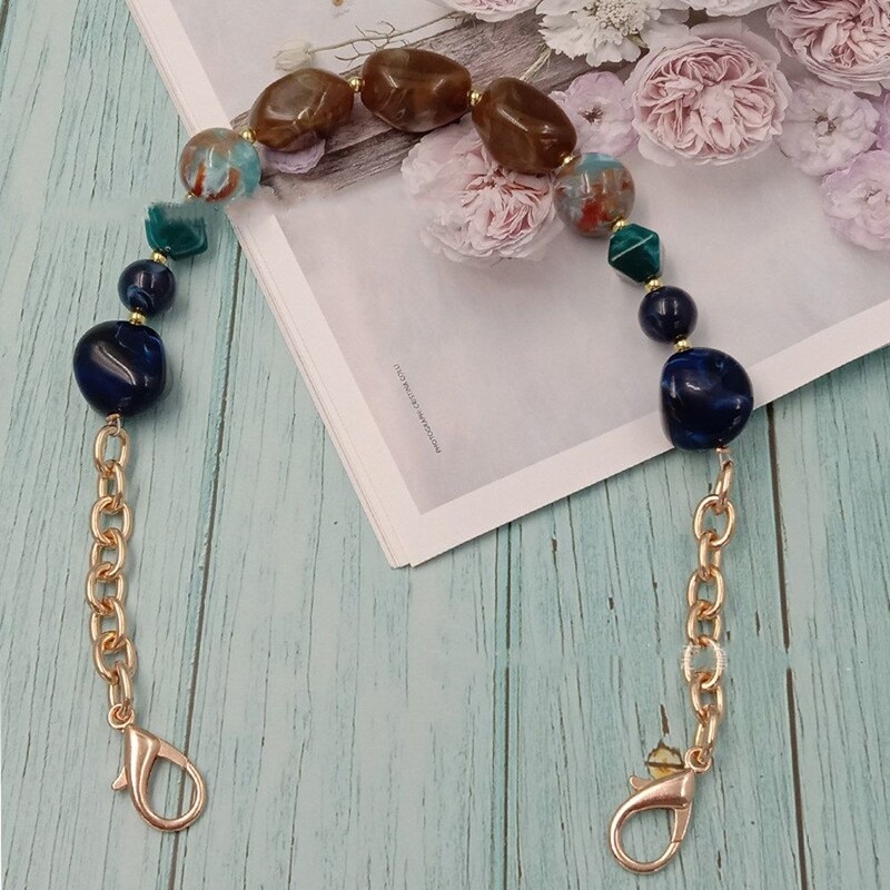 Akrilo rankena Spalvingi karoliukų dirželiai apyrankės piniginės krepšio diržas, keičiamas dervos spalvos akmeninis rankinės dirželis „pasidaryk pats“ krepšio priedai