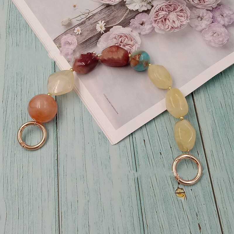 Akrilo rankena Spalvingi karoliukų dirželiai apyrankės piniginės krepšio diržas, keičiamas dervos spalvos akmeninis rankinės dirželis „pasidaryk pats“ krepšio priedai