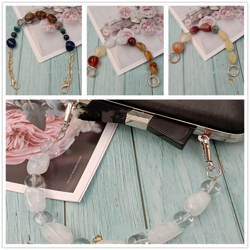 Akrilo rankena Spalvingi karoliukų dirželiai apyrankės piniginės krepšio diržas, keičiamas dervos spalvos akmeninis rankinės dirželis „pasidaryk pats“ krepšio priedai