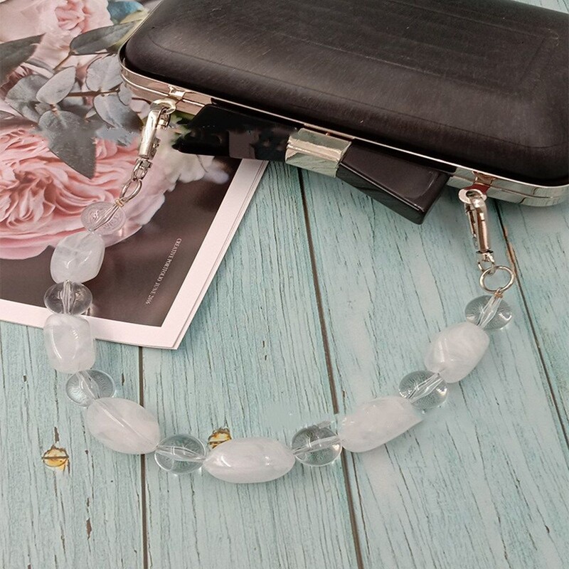 Akrilo rankena Spalvingi karoliukų dirželiai apyrankės piniginės krepšio diržas, keičiamas dervos spalvos akmeninis rankinės dirželis „pasidaryk pats“ krepšio priedai